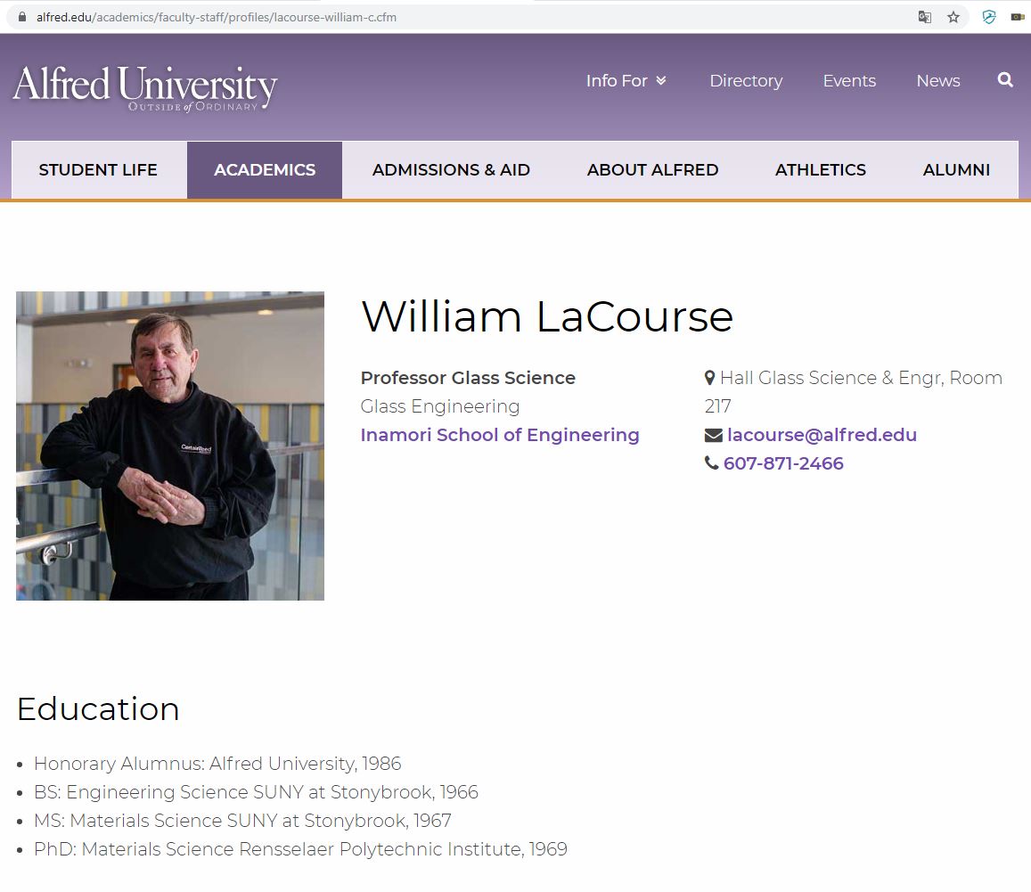 William LaCourse forscht am Institut für Glas-Wissenschaften an der Alfred University New York