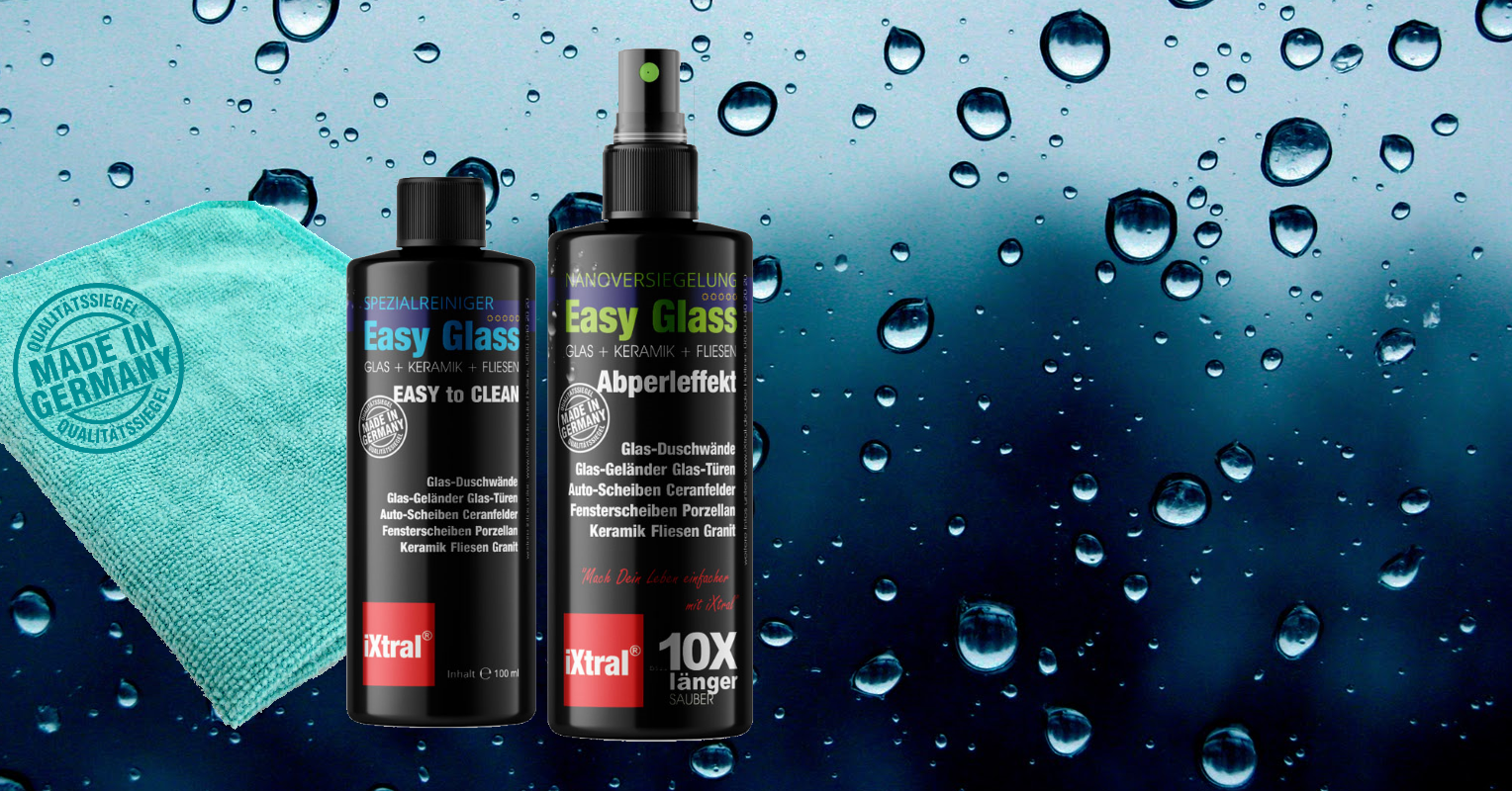 iXtral Easy Glass Abperleffekt an Glas Porzellan und Keramik in Bad nd Küche für einfachere Reinigung