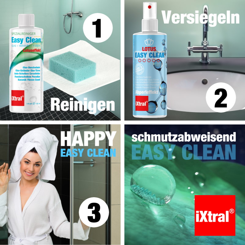 iXtral EASY CLEAN LOTUS - einfache Anwendung für dauerhaften schmutzabweisenden Abperleffekt - die Keramikversiegelung