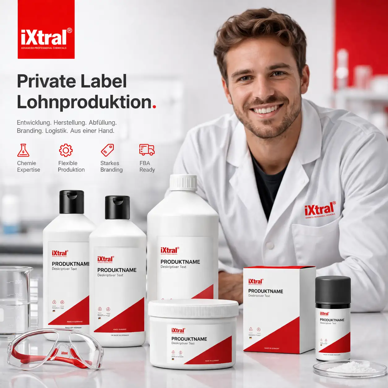 iXtral Klare Sicht Winter Scheibenwaschanlagenzusatz, handmild - Private Label Lohnproduktion